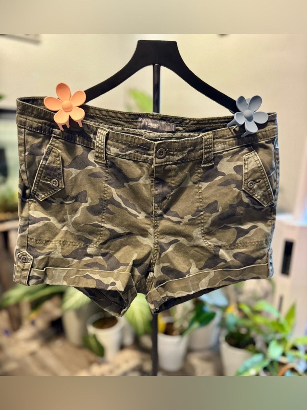torrid Olive Camo Cargo Shorts